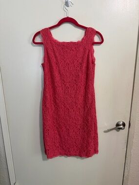 Adrianna Papell Coral Lace Midi Sheath Dress